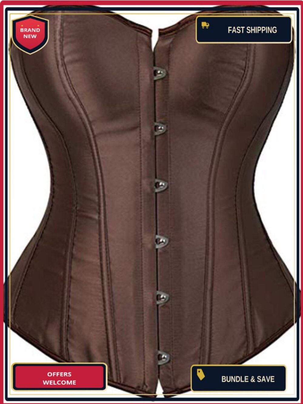 Women's Satin Overbust Corset Top Plus Size Waist Cincher Bustier